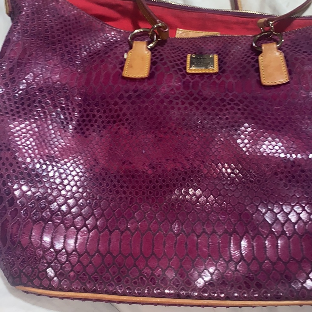 Dooney & Bourke | Bags | XL Pink Leather Snakeskin Print Zip Tote Bag | Rare! - Picture 14 of 16